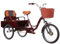 Ältere Pedal-Fahrrad-Rikscha-Roller-Trikes mit Stoßdämpfer-Vordergabel,Passagier-Fracht-Dreirad mit doppeltem Verwendungszweck,klappbarer Beifahrersitz hinten,Hinterkabine,Tandem-Dreirad Erwachsene