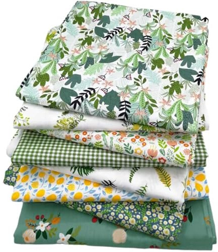 8 stycken bomullstyg lappverk tyg för kreativ sömnad 50 x 50 cm, tryckt bomullstyg tyg, lätt att klippa, för lapptäcke, gör-det-själv, dekoration och handarbete (grön)