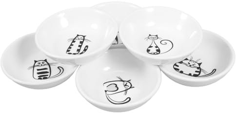 Cabilock Plato De Aperitivos De Cerámica De Gato 6 Piezas Diseño Redondo Adecuado Para Salsas Vinagre y Snacks Para Fiestas y Picnics