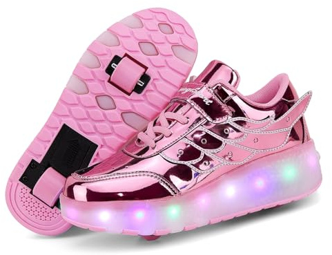 Unisex LED färgglada rullskridskor med indragbara hjul och USB-laddning för pojkar och flickor