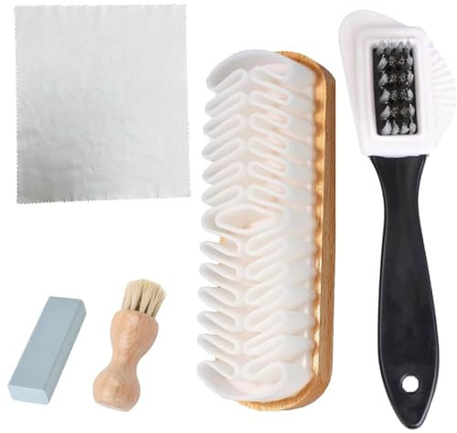 YSBCNK 5 Suede Brush, Suede Eraser, Suede Brush for Shoes, Suede Shoe Brush with Brass Bristles Shoe Brush Set, Multifunctional Nubuck Suede Cleaner Kit with Eraser and Clean Cloth