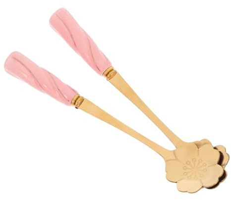 iplusmile 2St Dessertsked Guldskedar För Kaffeblomma Kaffesked Liten Sked Espressoskedar Guld Teskedar Söta Skedar Blomma Mätskedar Kreativ Sked Dekorativa Teskedar