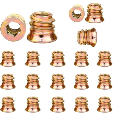 20 Stück Einschraubmutter M8,Gewindeeinsätze Einpressmuttern,Gewindebuchse Gewindeeinsatzmuttern,Gewindeeinsatz Holz Einschraubhülse Hülsenmutter,Sechskant Einschraubmuffen für Holzmöbel (M8x15mm)