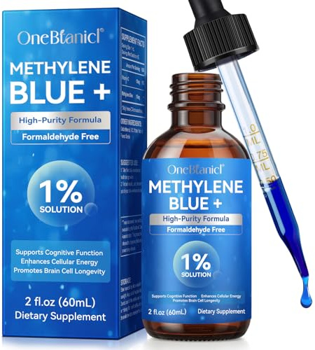 Azul de Metileno Solución de 1% Methylene Blue con Pipeta 60 ml, Ultraalta pureza, con Vitamina C & Stevia | Testado en Laboratorio | Sin Formaldehído| Botella de vidrio | Methylene