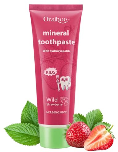 OFFCUP Pasta de Dientes, Repair Pasta Dental, Pasta de Dientes Blanqueadora para Dientes Sensibles, 80g Protege el Esmalte Elimina Manchas Superficiales Apto para Niños (Sabor a Fresa)