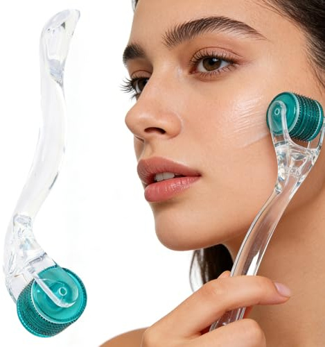 Swiftctrl Rodillo de barba de 0,5 mm con 540 agujas, Derma Roller para arrugas, poros grandes, crecimiento de la barba, rodillo de microneedling para cuero cabelludo, cabello cara y cuerpo
