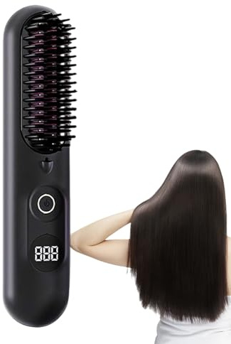 Hot Comb - Cepillo de pelo inalámbrico con calefacción de cerámica | Alisador de pelo, cepillo alisador de barba de cerámica portátil, para niñas, mujeres, esposa, novia, hogar, baño, viajes