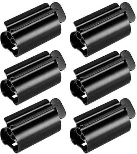 HONYUET Exprimidor de tubos de acero inoxidable de 6,3 cm, 6 unidades, color negro, para pasta de dientes y todos los tubos, para cocina y baño