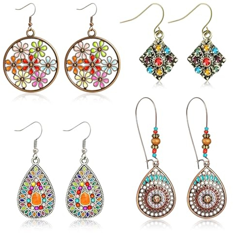 Boucle d'orreille Femme,Boucles d'oreilles vintage pour Femmes,Boucles d'oreilles Bohème Style Accessoires Bohèmes Femmes pour Carnaval, Cosplay, Fêtes d'été