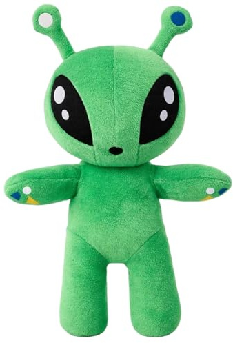 QminTouyzs 35cm Green Alien Stuffed Ornament, Premium Cotton Plush Decor Figure, Sci-Fi Collectible Desktop Cushion for Adult Collector & Home Interior Decoration