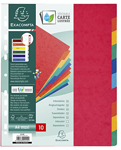 Intercalaires nature future carte lustree 225g 10 positions - a4 maxi