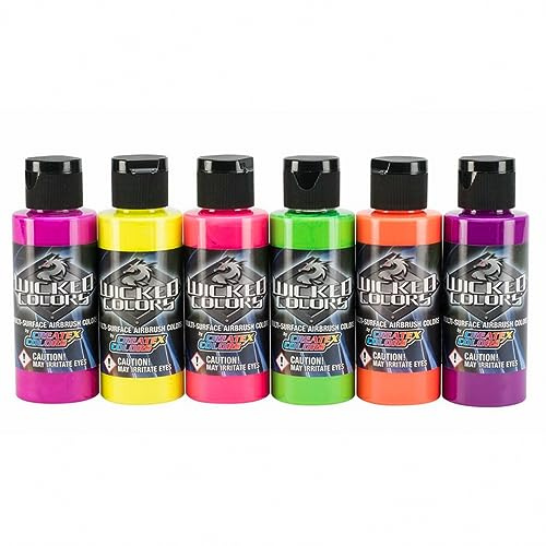 Createx Wicked Color Airbrush Färg: 6-färgs set, fluorescerande