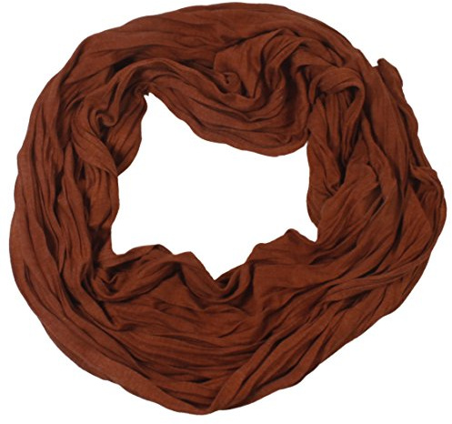 Taschentrend Kobaja – Bufanda monocromática de aspecto arrugado, pañuelo de algodón, elegante y moderno, unisex, arrugado y arrugado marrón terracota. Talla única