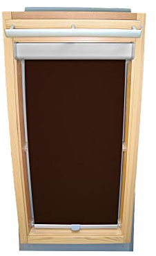 Rollo für VELUX Dachfenster THERMO Alu-Rückseite Abdunkelung Komfort Premium für TYP GGL/GPL - 406 oder P06 - Farbe Dunkelbraun - BLENDE + Haltekrallen - KLICK Montage