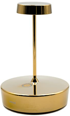 Zafferano, Swap Mini Lampe mit Glänzend Goldenem Finish, Wiederaufladbare und Kabellose Tischlampe mit Touch Control, Geeignet für den Innenbereich, Dimmer, 2700 K, Höhe 14,8 cm