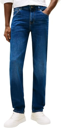 Tommy Hilfiger Straight Denton Jeans Washes, Pantaloni, Uomo, Denim (Dark Blue), 34W / 32L