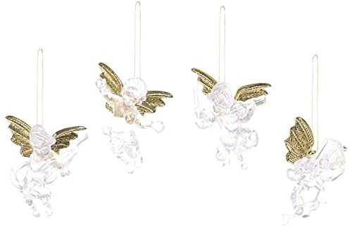 Ornamento Per Albero Di Angelo Trasparente - Bambole Di Angelo Trasparente Per Albero Di Natale | Angeli Da Appendere In Vetro Trasparente Angelo Di Natale | Piccoli Ornamenti Per Albero Di Natale | 4