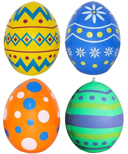 4 Stück Aufblasbare Outdoor-Dekoration für Ostern, Aufblasbare Osterdeko, Aufblasbare Ostereier, Osterdeko Outdoor Groß, für Ostern, Innen- und Außenbereich, aufblasbar, Hof, Garten, Rasen-Dekor
