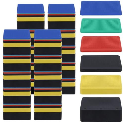 FUNSUEI 120 Stück Unterlegplatten Kunststoff 60 x 40 mm, 2mm, 2,8mm, 3,8mm, 5mm, 10mm, 20mm, Abstandshalter Kunststoff Set, Universal Verglasungsklötze Distanzklötze Distanzplatten
