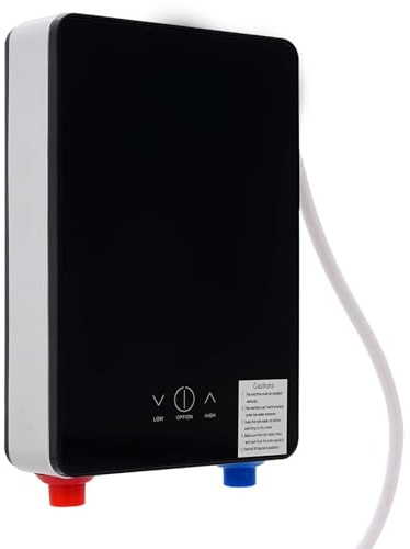 6,5 KW elektrisk varmvattenberedare, 30–55 ℃ justering, varmvattenberedarsats med duschhuvud, beröringskontroll, trycklös liten flödesvärmare med LED-temperaturdisplay, omedelbar varmvattenberedare