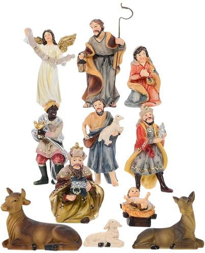 BESPORTBLE Nativity Crafts Jesus and Animals Statue Desktop Decor Religious Church Accessories Photography Props Home Adornment Christmas Crib Figures