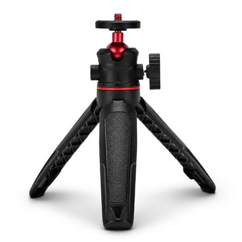 Trépied pour Appareil Photo de téléphone, trépied Extensible de 10,86 Pouces, trépied Portable léger pour Selfie, Petit trépied pour Webcam de Bureau avec Boule rotative à 360 (Noire)