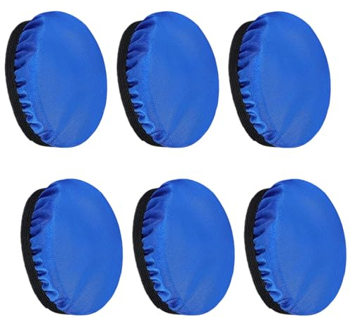 Kluz Housse de Protection pour Coussinets de Casque Audio, 6 Pièces en Tissu Élastique Bleu Lavable, Diamètre 6-8.5 cm