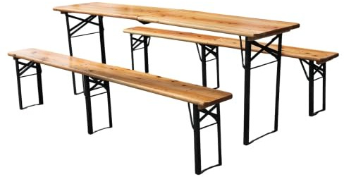 kozamas Juego de muebles de jardín plegable con 2 bancos, resistente a la intemperie, juego de mesa de cerveza para terraza, balcón, capacidad de carga de 200 kg