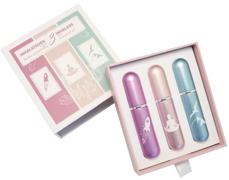 AROFLORA - Tivalia - coffret cadeau 3 inhalateur d'huile essentielle - aluminium et verre - l’utilisation la plus simple possible des huiles essentielles