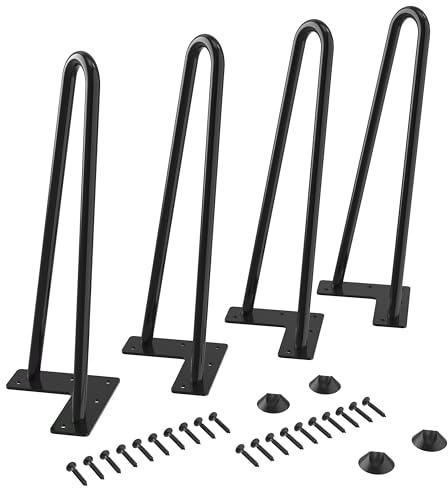 WINSOON 4PCS 30cm Hairpin Table Legs with Protector Feet for Furniture Legs | Max Support 350lbs Coffee Table Legs, Bench Leg, Chair Leg