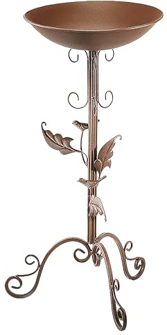 Kobolo Vogeltränke Vogelbad Futterstation RANKE - Metall Rostbraun - 33x28x61 cm