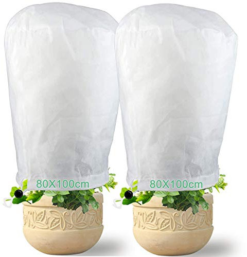 Akuoly Winterschutz für Pflanzen Frostschutz Kübelpflanzensack Plant Cover, 2 Stück, 80x100cm
