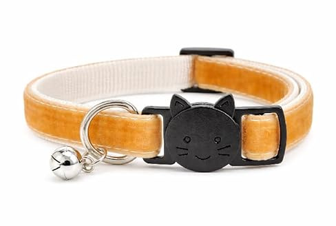 Sammet katt/kattunge halsband – säker snabbutlösning krage | justerbar för att passa de flesta inhemska katter/kattungar (välj lämplig storlek) (kaffe sammet, kattkrage (20 cm - 30 cm)