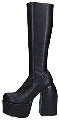 Bottines Femme Chaussures d'hiver Élégantes Hautes Bottes Plates Bottes d'Équitation Bottes Hautes de Genoux Bottes d'Hiver Longues Bottes Hautes Fermeture éclair Laçage Bottes d'Hiver Bottes Longues