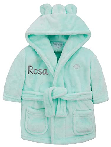 Gembroidery Personalised Baby Bathrobe Hooded Fleece Dressing Gown Super Soft Gifts Bath Robe For Boys Girls Cute Teddy Ears (2-3 Mint)