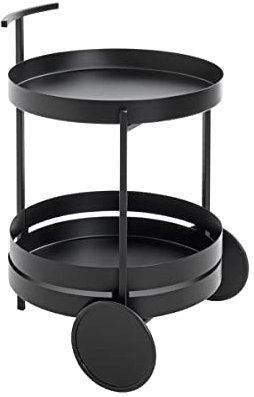 HAKU Möbel Servierwagen schwarz, Metall - Maße: H 62 cm x Ø 42 cm, Style: Modern