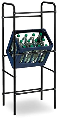 Relaxdays 2x Rack for 3 Drink Crates, Beverage Crate and Storage Box Shelves for 3, Steel, Bottle Holder, HxWxD 116x50x34cm, Black