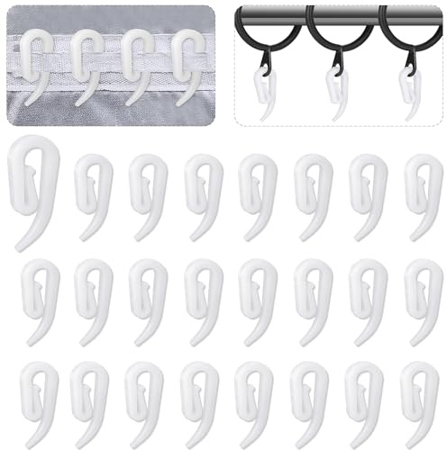 Gardinkrokar plast vit förpackning med 120, 2,8 x 1,2 cm, premium draperikrokar för fönster, dörrar och duschdraperier - passar de flesta gardiner