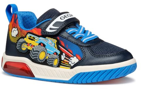 Geox J INEK Boy E Sneaker, Navy/Lt Blue, 30 EU