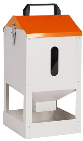 MUYIRTED 8KG Futterspender Tröge, Großer Verzinkter Hühnerfuttertrog, Vierseitiger Futtertrog Für Geflügelfütterung Für Die Automatische Futterausgabe, Mit Griff Und Sichtfenster