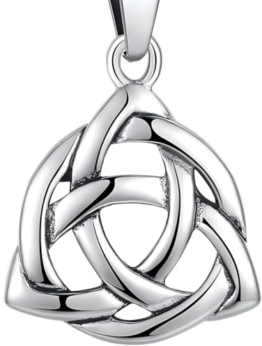 YIQPKUM Rostfritt stål keltisk knut halsband triquetra hänge geometriska smycken för kvinnor fest födelsedagspresenter, 50 cm kedja med 5 cm förlängning, Medium, Metall, Ingen ädelsten