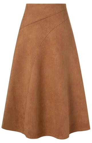 Belle Poque Kate Kasin Women's Elegant Thickened Suede Midi Skirt A-Line Skirt Faux Suede High Waisted Bodycon A-Line Midi Skirts