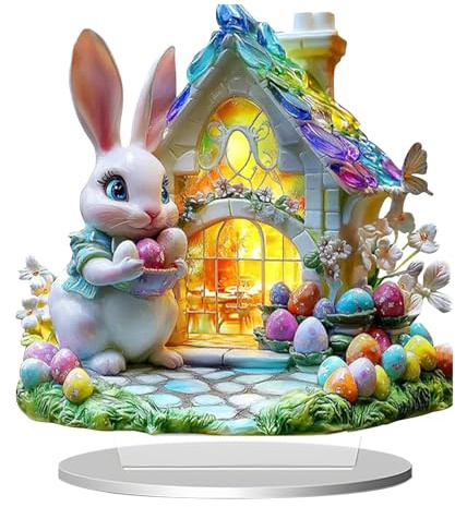 ZOSIGN Decoraciones de Conejito de Pascua, Conejito de Pascua Acrílico 2D, Adornos de Conejitos de Pascuas, Adecuadas para Salas de Estar, Dormitorios, Entradas Y Mesas de Comedor/A