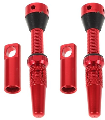 Milisten Kit 2 Valves Tubeless Françaises en Alliage D'aluminium Rouge 40 Mm avec Trou Latéral pour Pneus de Vélo, Étanchéité Fiable et Gonflage Rapide, Accessoires Vélo Adaptés Route