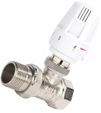 Straight Type Thermostatic Radiators Adapter with 5 Levels for Towel Rails Vertical Panel Heaters Copper with Antifreeze Protecting Adjustable Temperatures Control Compacts Thermostatic for