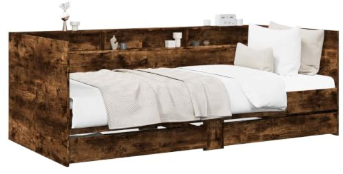 vidaXL Sängsoffa med låda med hylla Rökt ek Konstruerat trä