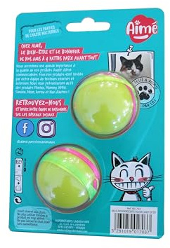 AIME Jouet pour Chat, Balles phosphorescentes X2, Jouets Lumineux, Jouets Interactifs pour Chat