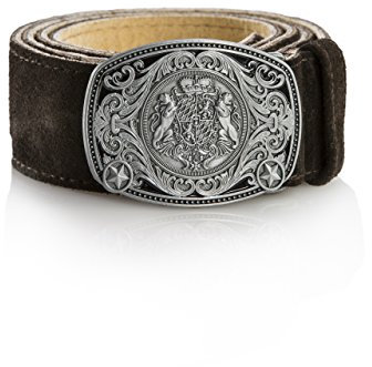 Trachtengürtel Alpenkoppel - Echtleder Gürtel Original Schöneberger Trachten Lederhosen Ledergürtel diverse Modelle (105 cm (Herstellergröße: 52), dunkelbraun - Wappen)
