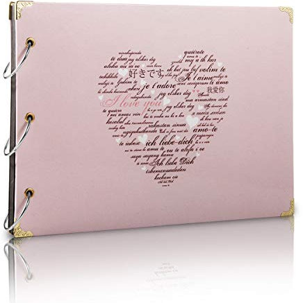 ThxMadam Scrapbook Álbum de Fotos Libro de Visitas de Boda con 60 Páginas Negras Presentes para Regalo de Valentín Día de Aniversario Navidad Cumpleaños para Esposa Hija Madre (Te quiero)