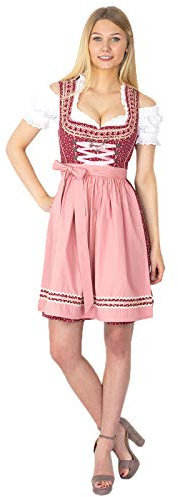 MarJo Dirndl Fedora blutrot 55er Länge mit Charivari (blutrot, 40)